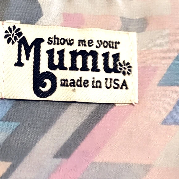 Vintage Mumu Transparent Pastel Tribal Print Top Sz M - Picture 2 of 3